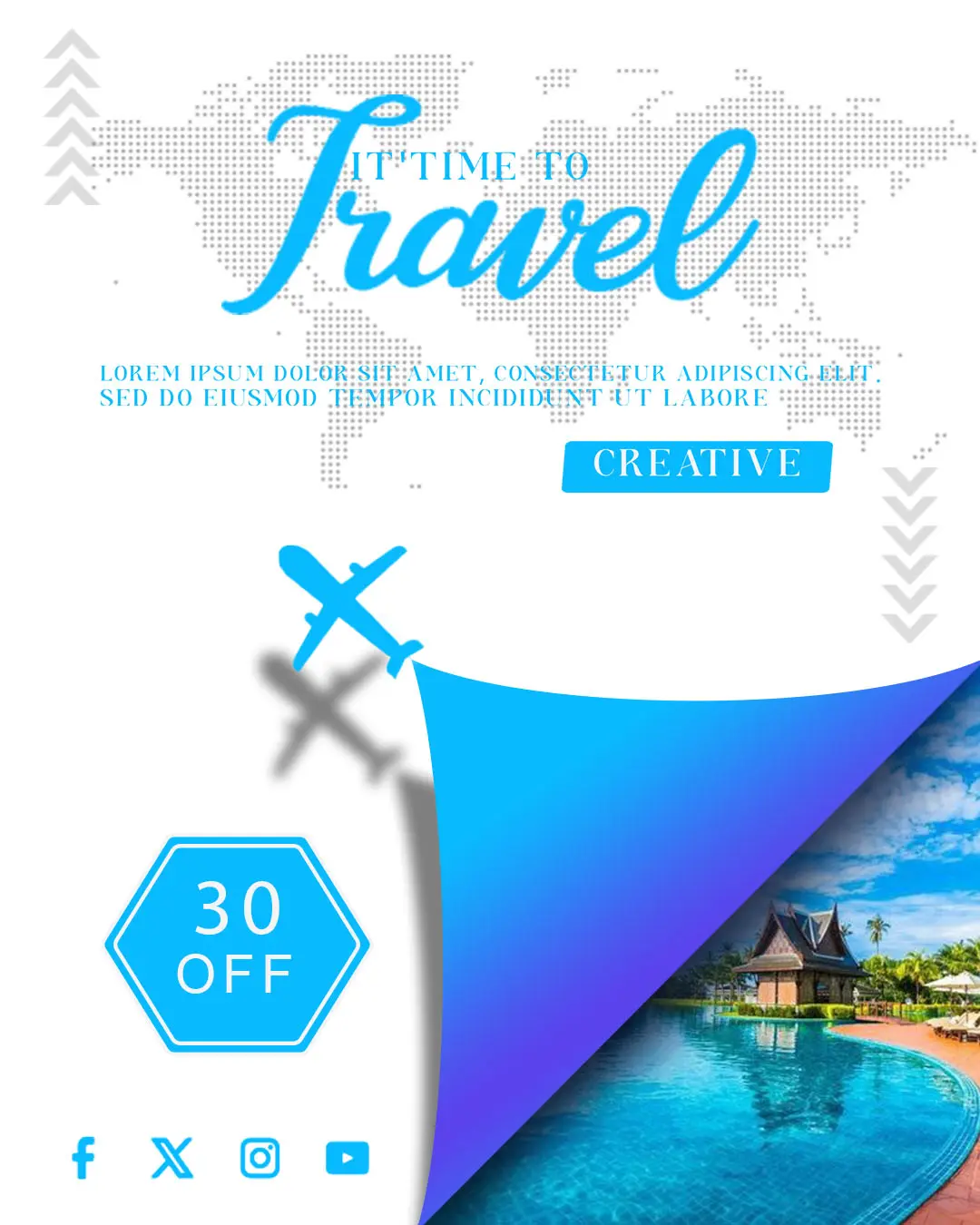 تصميم بوست سفر وسياحة travel by rabbit